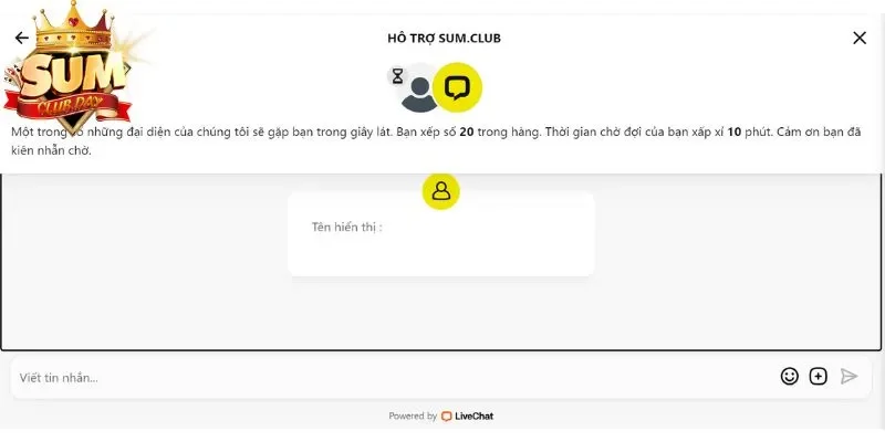 Liên hệ Sumclub qua Chat trực tiếp với đội ngũ CSKH để nhận hỗ trợ